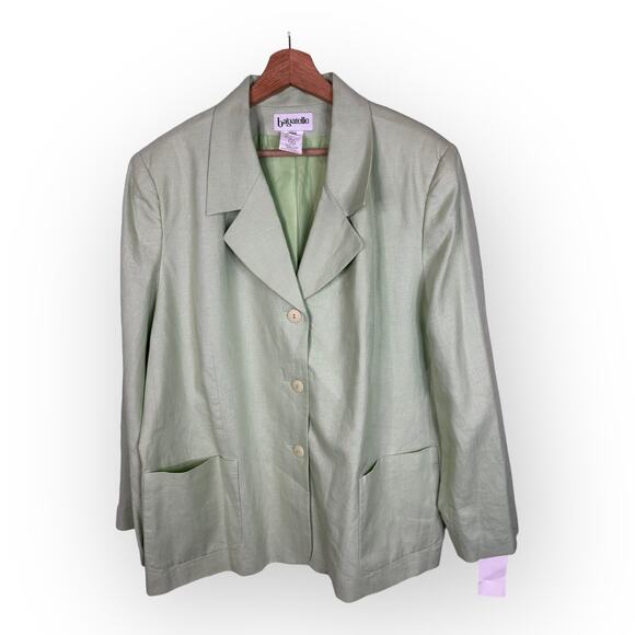 Bagatelle Womens size 22W VTG Linen Blazer Button Front Green Jacket New - Picture 1 of 8